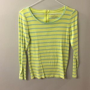 Ann Taylor striped long sleeve zipper back tee