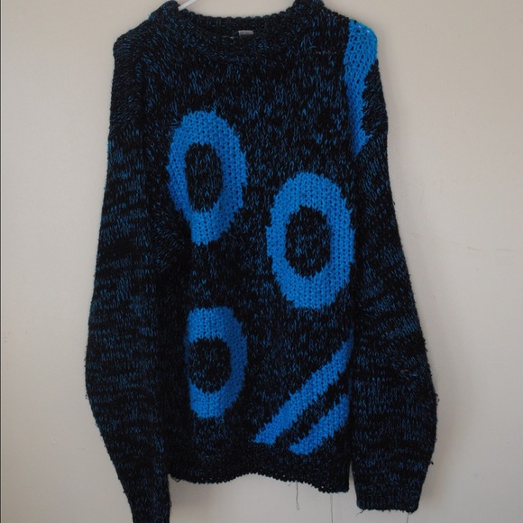 Sweaters - BLUE SHAPES OVERSIZED SWEATER Sweaters - BLUE SHAPES OVERSIZED SWEATER