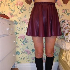 Maroon pleather skater skirt