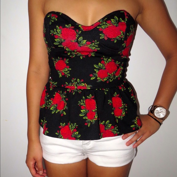 Forever 21 Sweetheart Neck Peplum Shirt