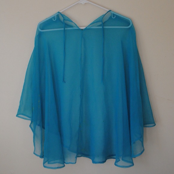 Outerwear - BABY BLUE MESH PONCHO Outerwear - BABY BLUE MESH PONCHO