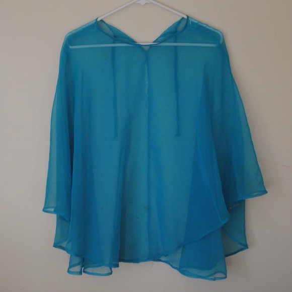 Jackets & Coats - BABY BLUE MESH PONCHO Jackets & Coats - BABY BLUE MESH PONCHO