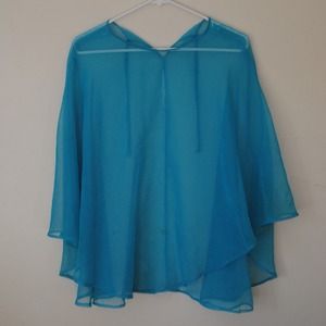 Jackets & Coats - BABY BLUE MESH PONCHO Jackets & Coats - BABY BLUE MESH PONCHO