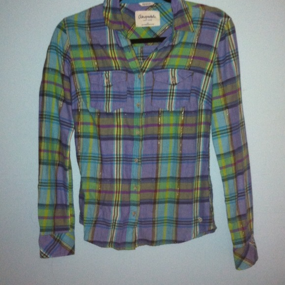 AEROPOSTALE SOFT GREEN AND BLUE FLANNEL!!