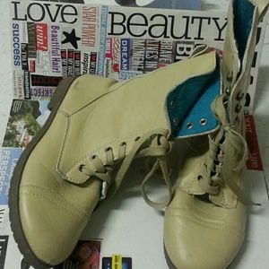 Beige Combat Boots