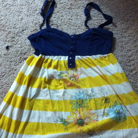 Blue And Yellow striped tank top