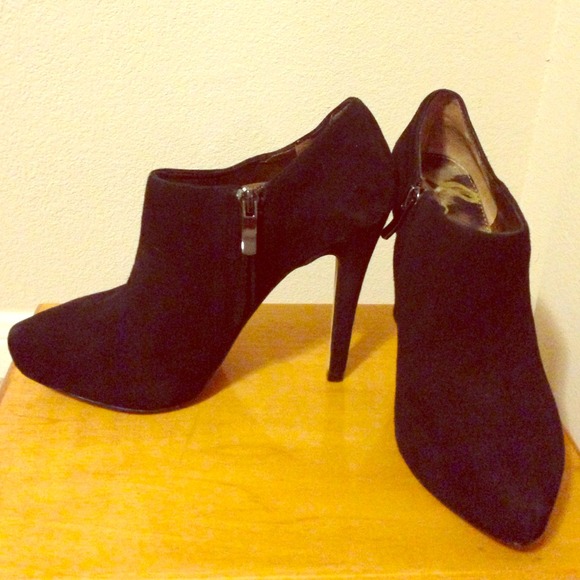 Black suede booties - side zipper