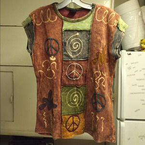 Quilt like hippie short sleeved shirt