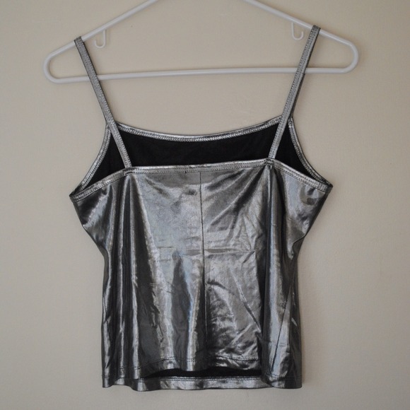 Tops - ***SOLD*** SHINY SILVER CROPPED TANK Tops - ***SOLD*** SHINY SILVER CROPPED TANK