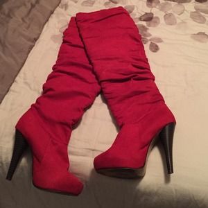 Red Knee Length Boots.