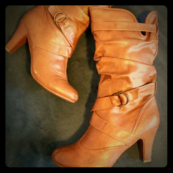 Chestnut high heel boots