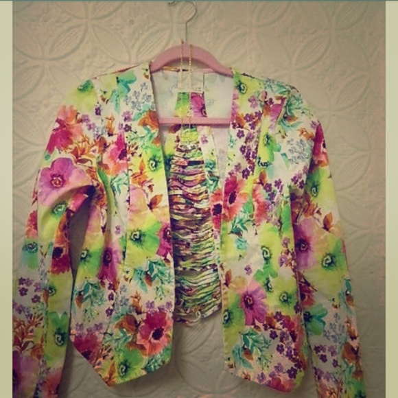 Mustard seed floral blazer