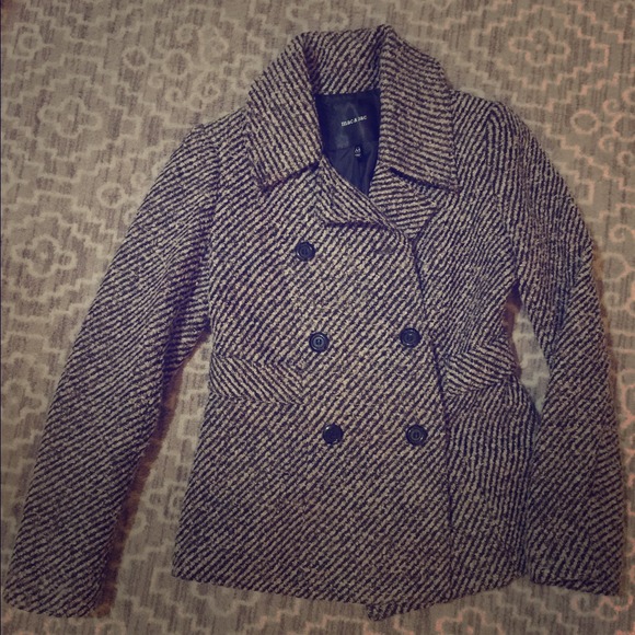 Brown & black wool/poly blend peacoat