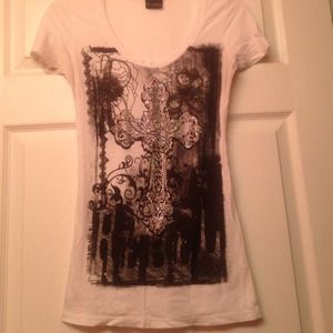 Studded cross white tee