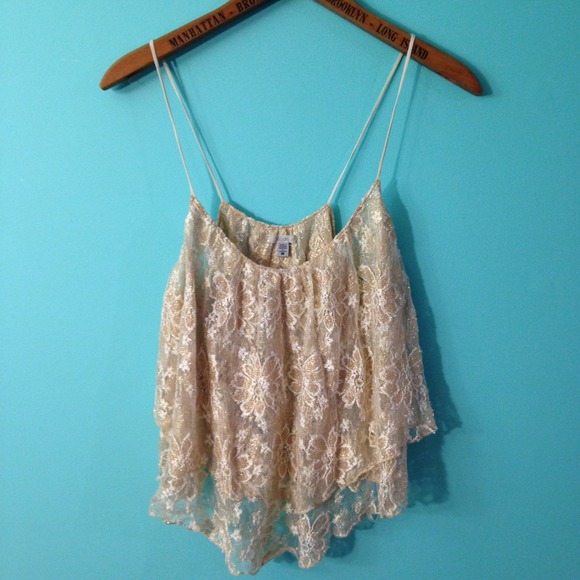 Urban Outfitters Tops - Urban Outfitters Gold Lace Tank