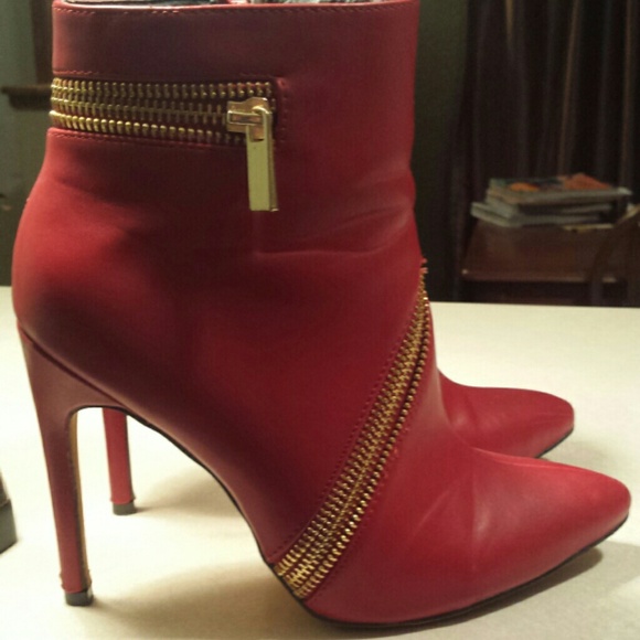 Red zipper booties