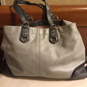 Large coach leather grey black color