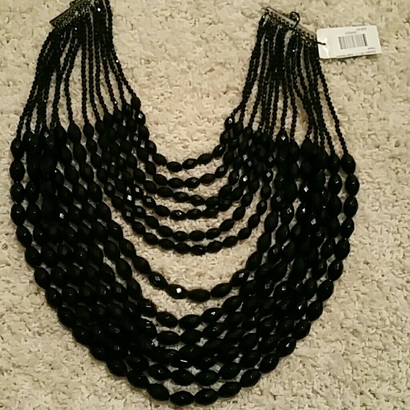 Black Layered Beaded Necklace