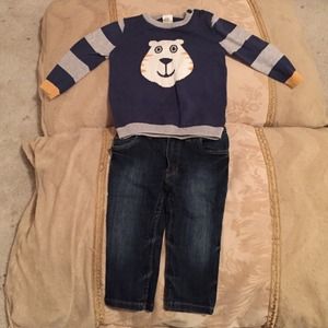 H&M baby boy jeans and sweatshirt set