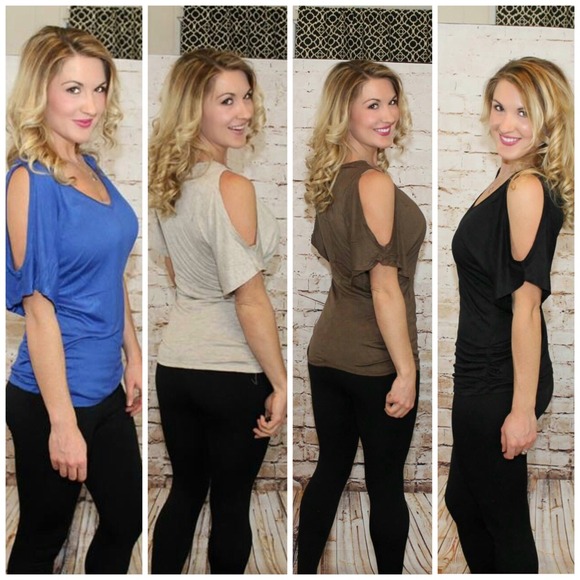 Cold Shoulder Slit Top! (4 Colors to Choose From)