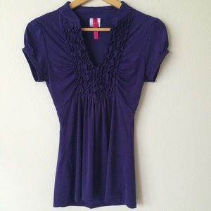 Purple V Neck Blouse