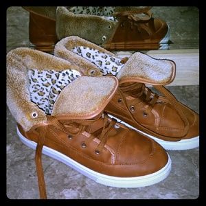 Faux leather sneakers