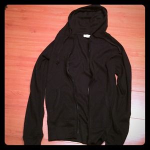 Black thermal zip up hoodie