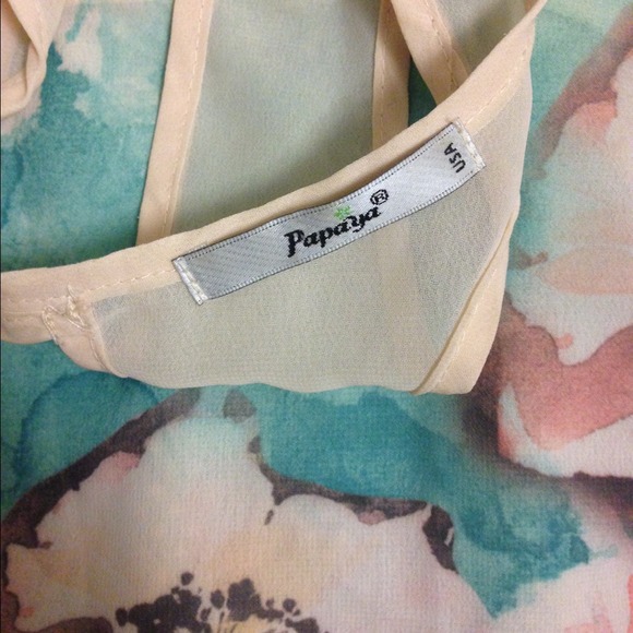 Chiffon Floral Peach Cream & Turquoise Shirt - Picture 4 of 4