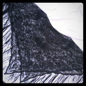 Black lace fringe poncho