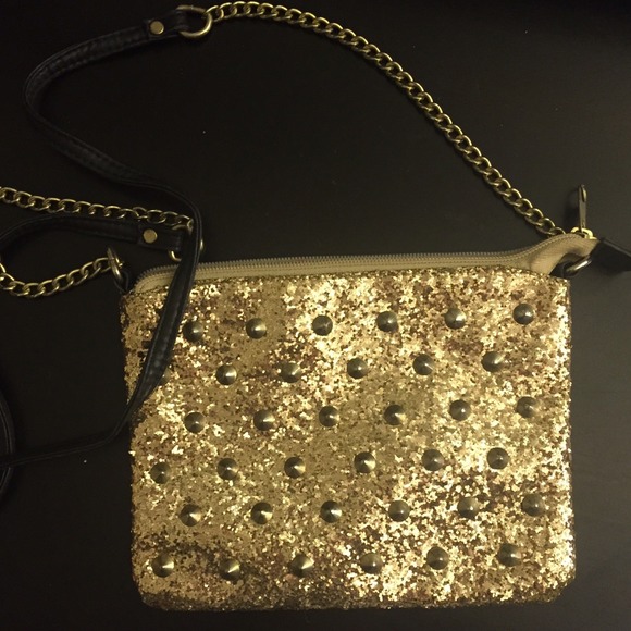 Xhilaration sparkle gold and stud satchel - Picture 1 of 3