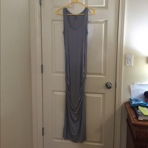Ruched grey maxi dress