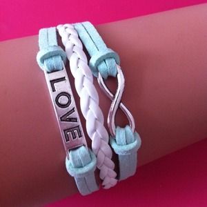 Leather wrap charm bracelet "Love"