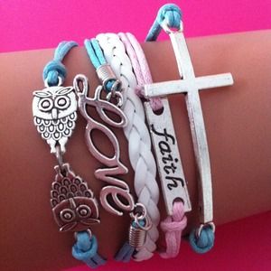 Leather wrap charm Bracelet "Cross"