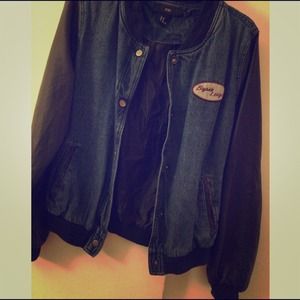 Jean and leather jacket