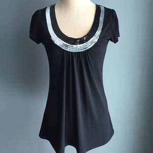Sequin Neckline Top
