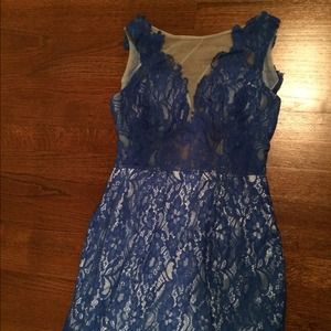 Sexy Backless V-Neck Mermaid Evening Dress (blue )