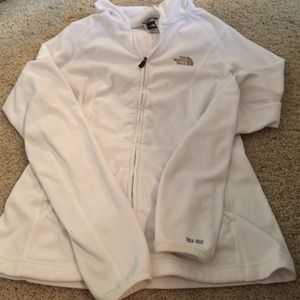 White The North Face full zip fleece hoodie