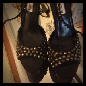 Steve Madden platform rhinestone suede shoes.