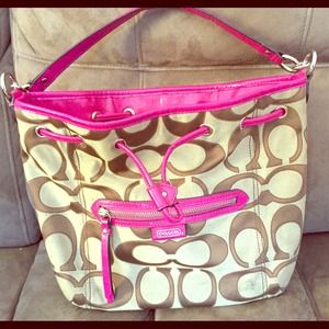 Coach handbag - pink and khaki