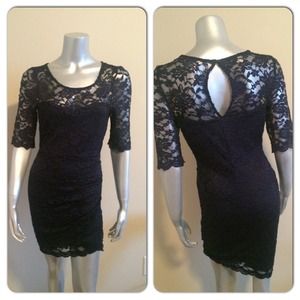 Navy Blue Short Lace Dress