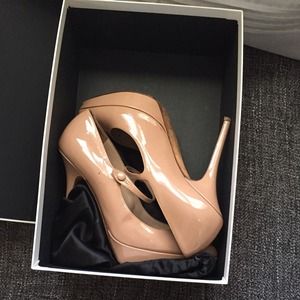 YSL nude Mary Jane patent leather Pumps - 36.5