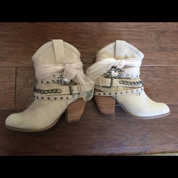 Cream colored bling boot