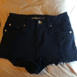 black ripped high waist shorts