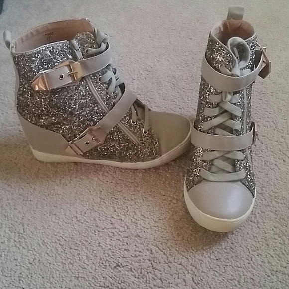 Glitter Wedge Sneakers