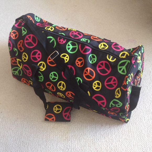 Other - Black and Multicolored Peace Sign Duffle Bag