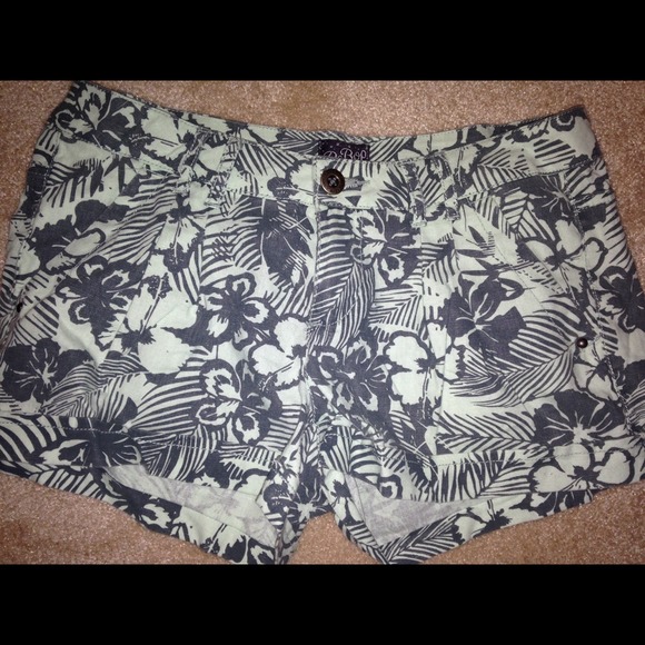 Grey and Mint Flowered Shorts