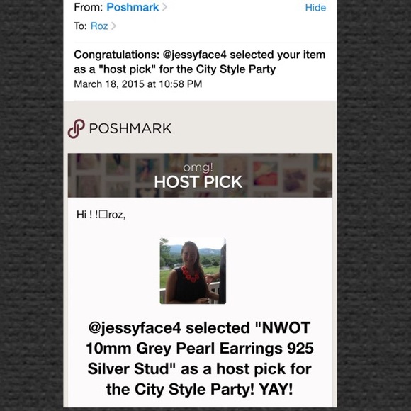 🎉HP🎉NWOT 10mm Grey Pearl Earrings 925Silver Stud - Picture 2 of 2