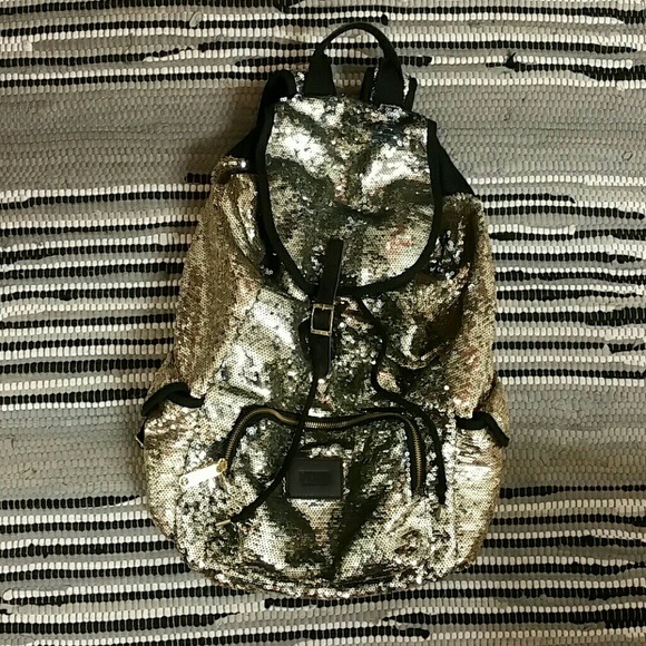 NEW VS PINK Backpack Sequin Gold/Silver