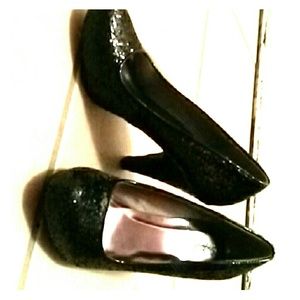 Qupid Black Glitter Pumps