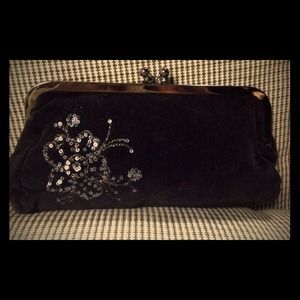 Express Small Velvet Clutch with Sequin Accent
